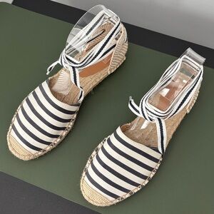 J. Crew Navy and White Espadrille Flats